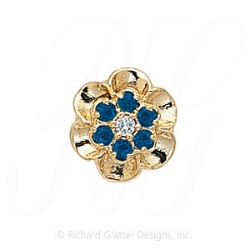 GS038 D/S - 14 Karat Gold Slide with Diamond center and Sapphire accents 